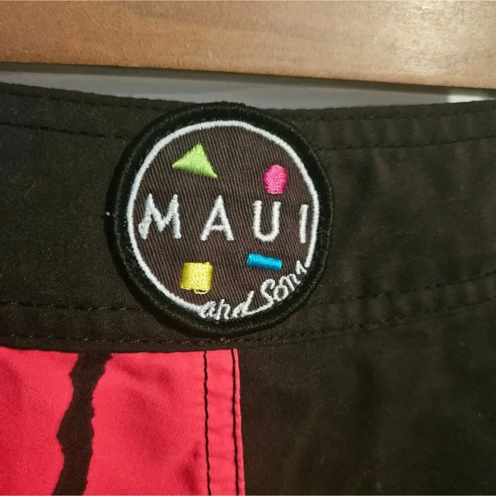 Men's retro bright neon swim trunks by Maui & sons size 30